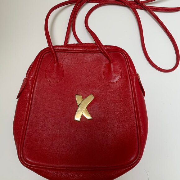 Genuine Vintage Paloma Picasso Red Leather Made in Italy Shoulder Bag - Picture 1 of 10